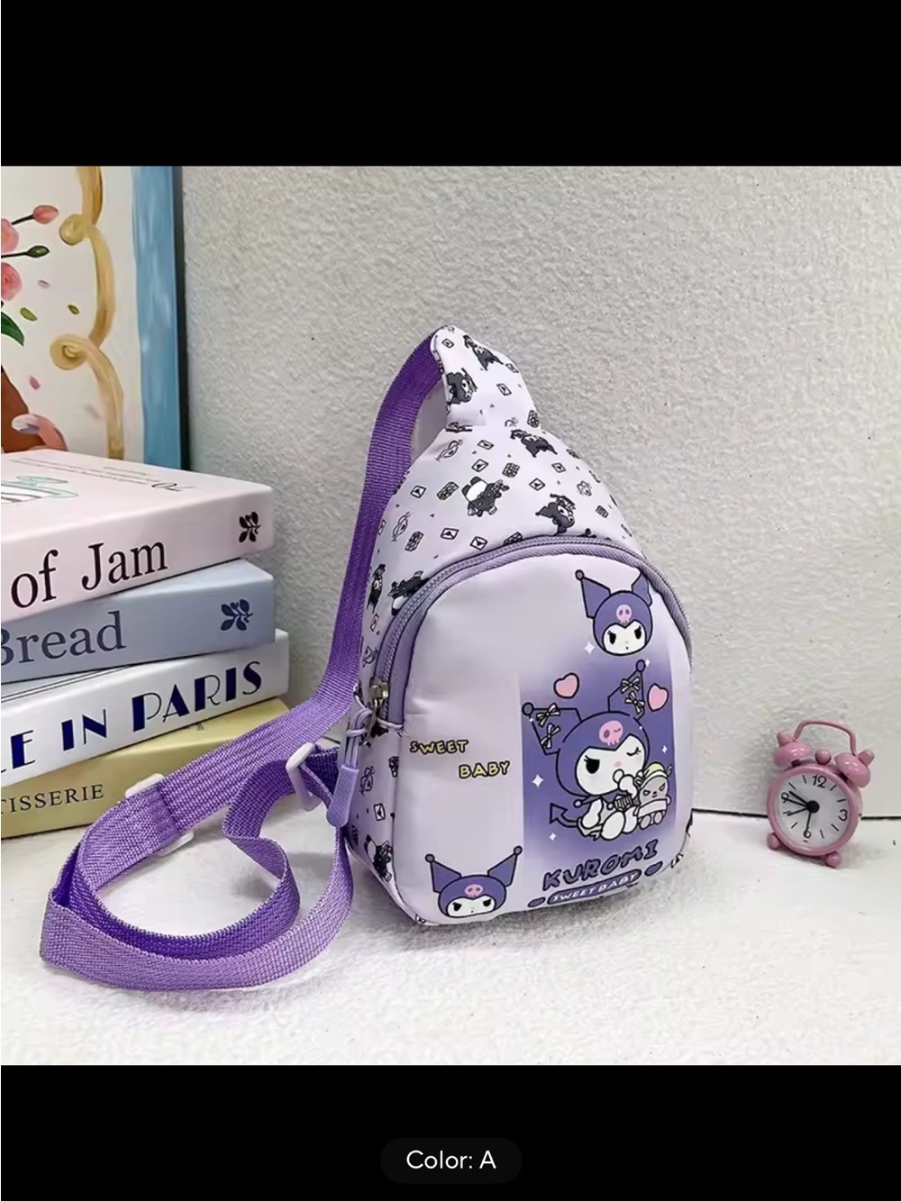 Kuromi Sweet Baby Purple Kids Crossbody Bag
